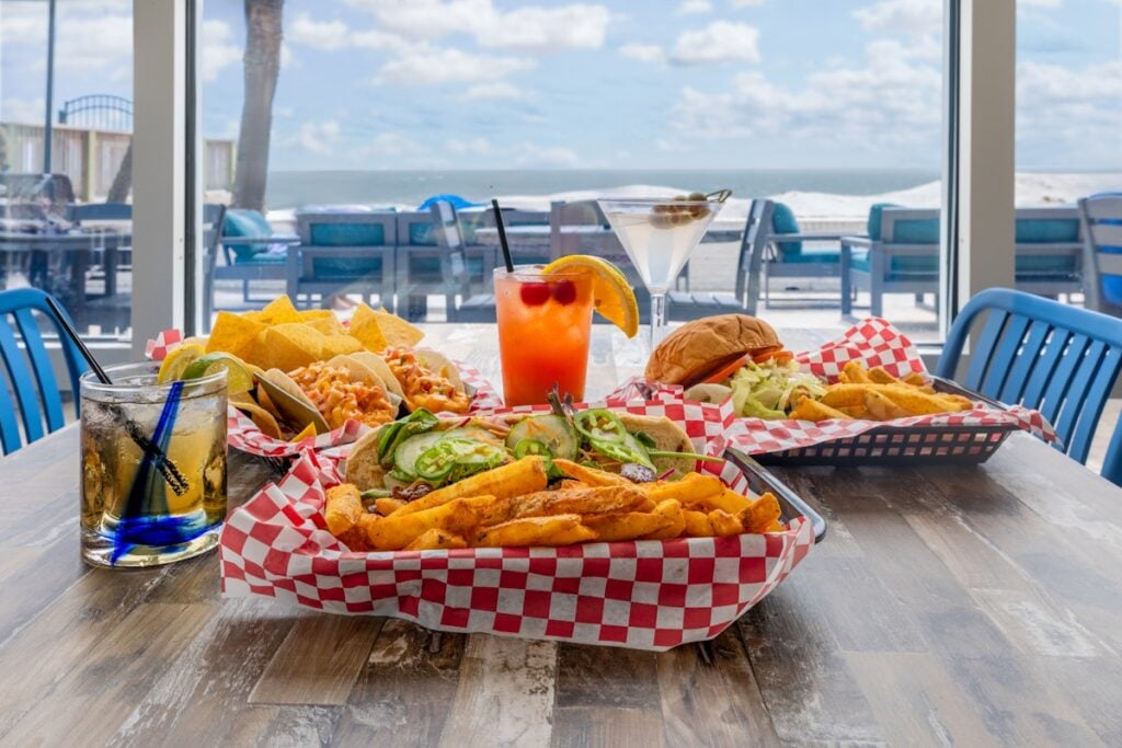 Bang Bang Shrimp Tacos, Banh Mi Sandwich, Tides Smash Burger